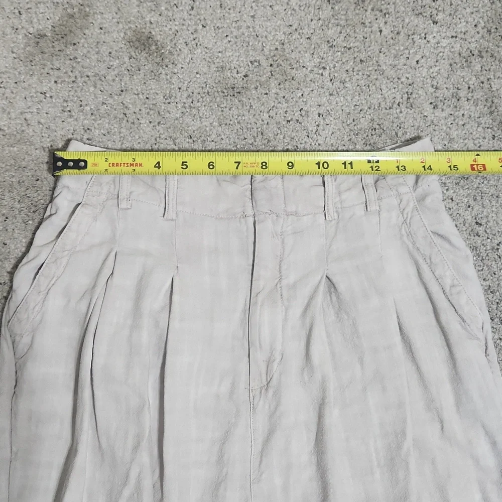 Free People Calla Pleated Trousers Womens 6 Neutral Relaxed Linen Blend